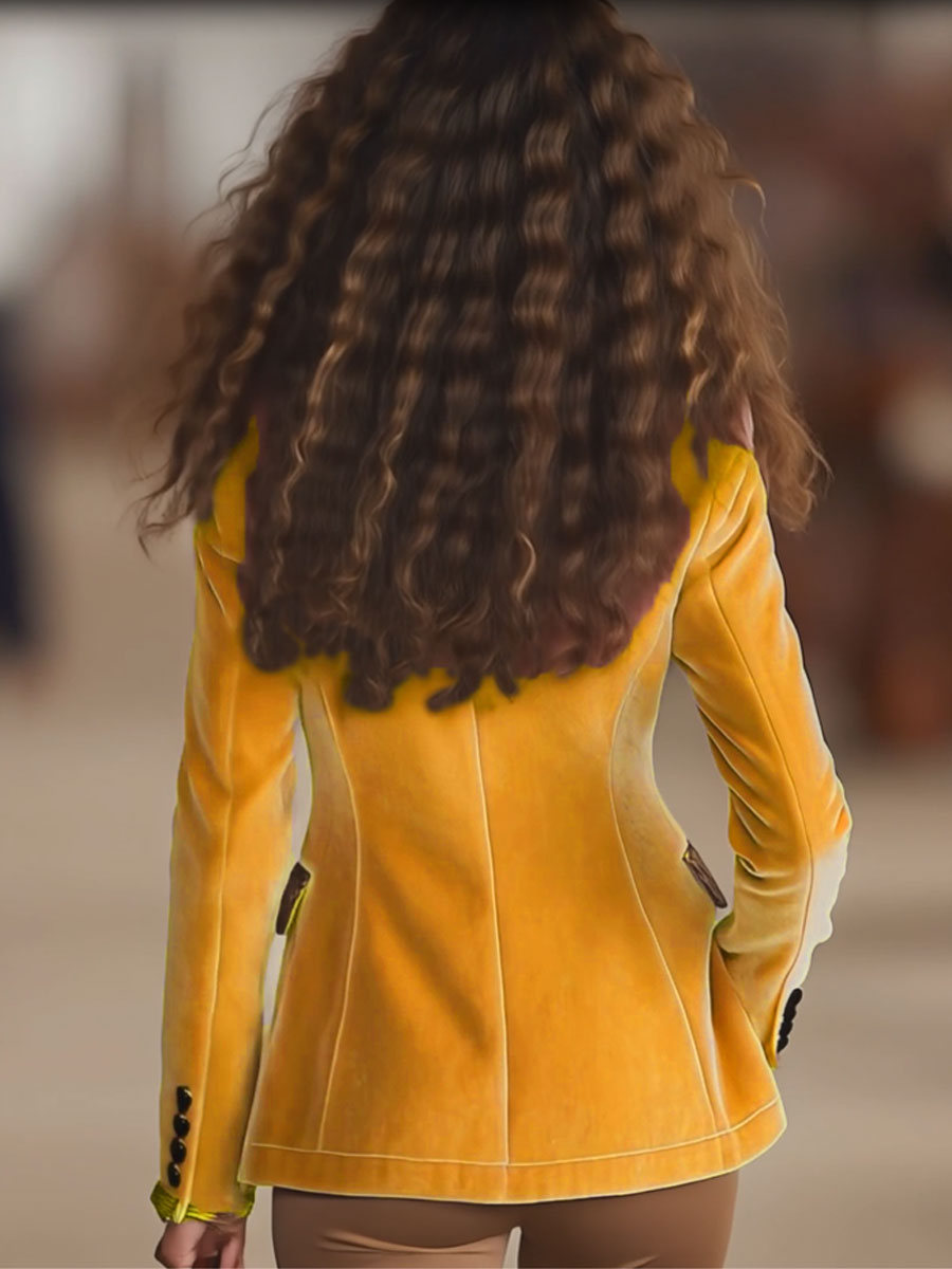 Brunella | Blazer a un bottone con stampa leopardata e cuciture in velluto rosa