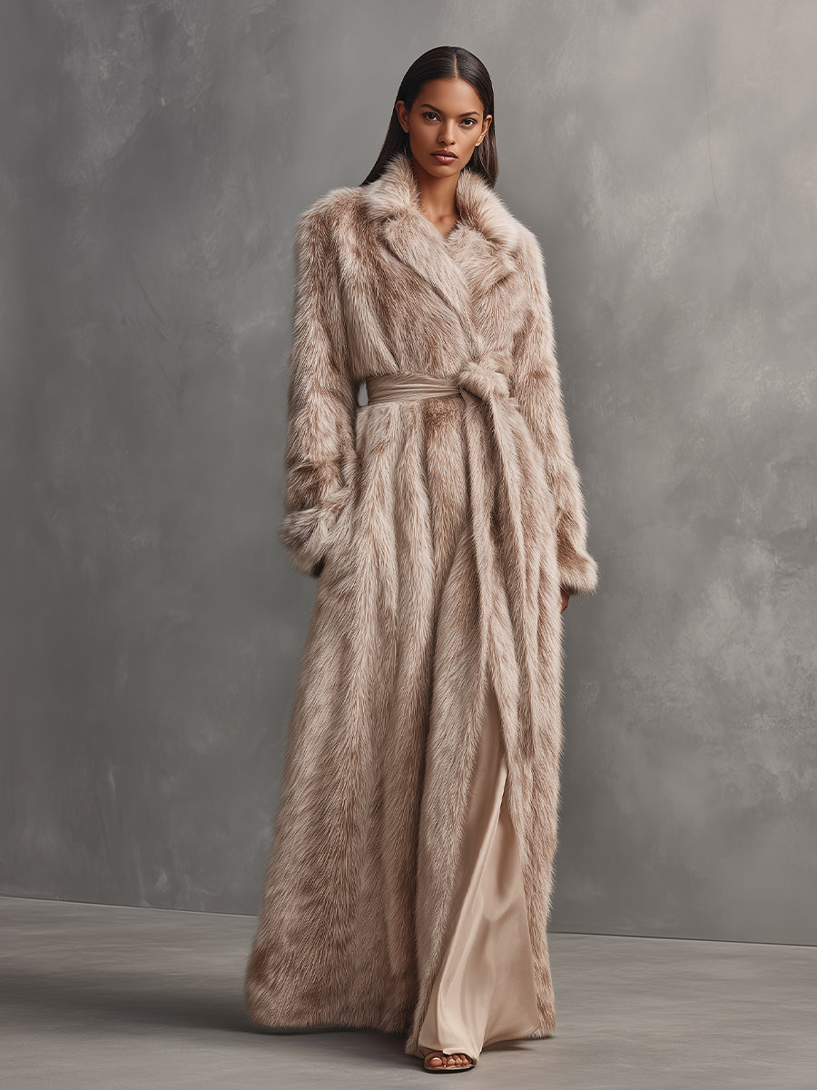 Cappotto Lungo di Lusso per Donne con Cintura in Pelle Sintetica