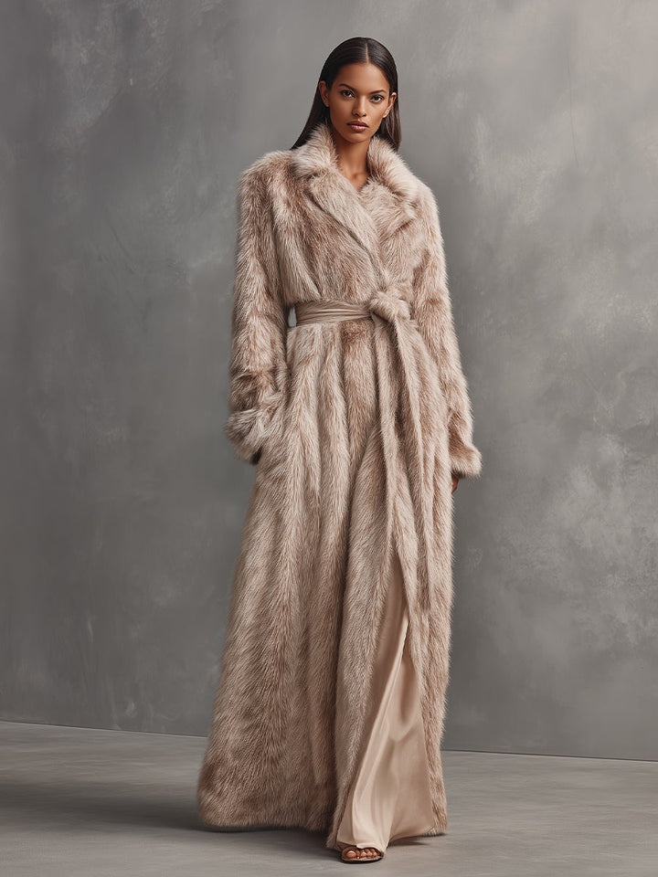 Cappotto Lungo di Lusso per Donne con Cintura in Pelle Sintetica