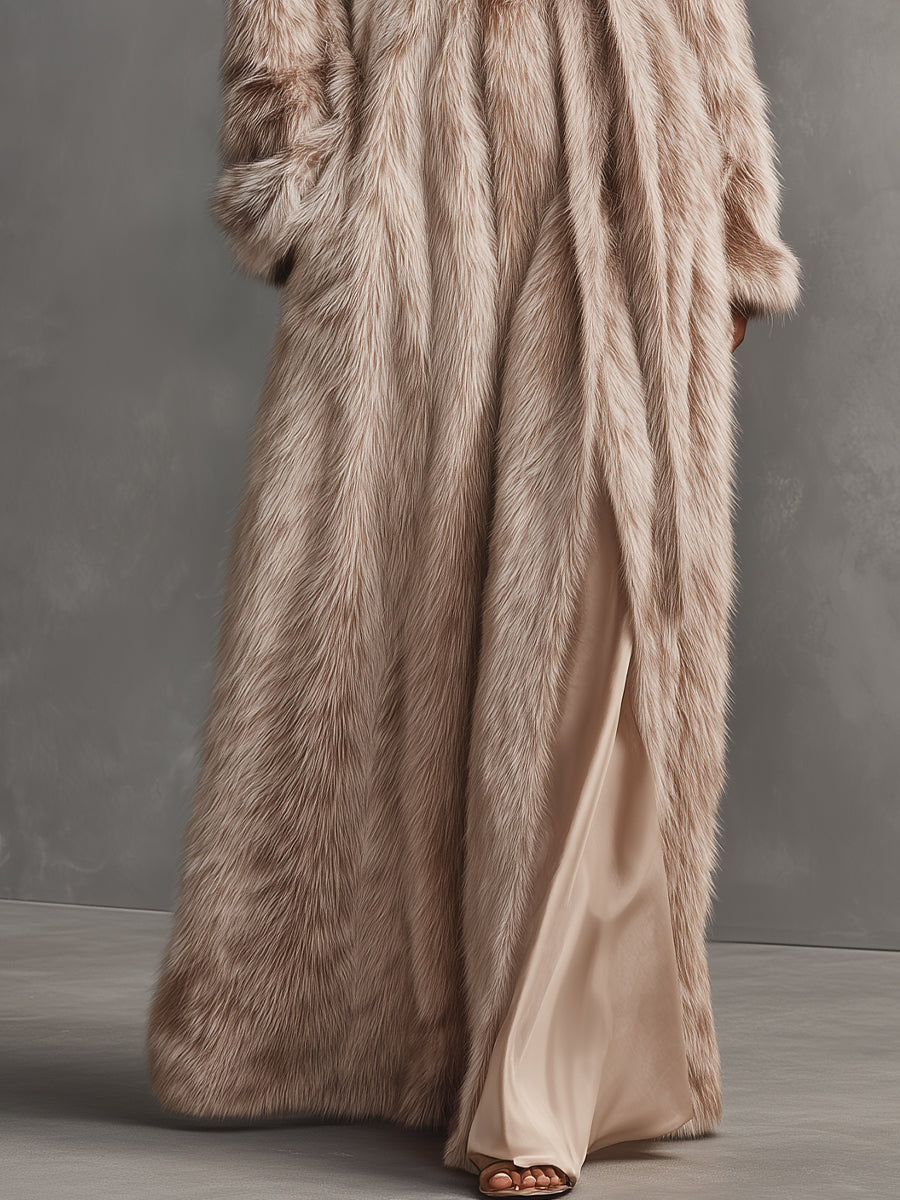 Cappotto Lungo di Lusso per Donne con Cintura in Pelle Sintetica