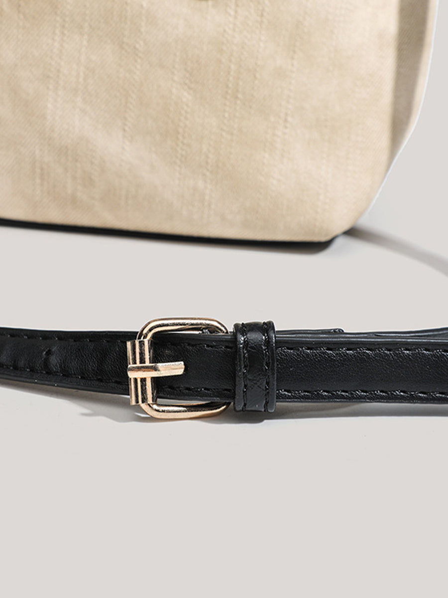 Borsa a Spalla Retro da Donna per Autunno e Inverno, Borsa a Secchiello in Poliestere