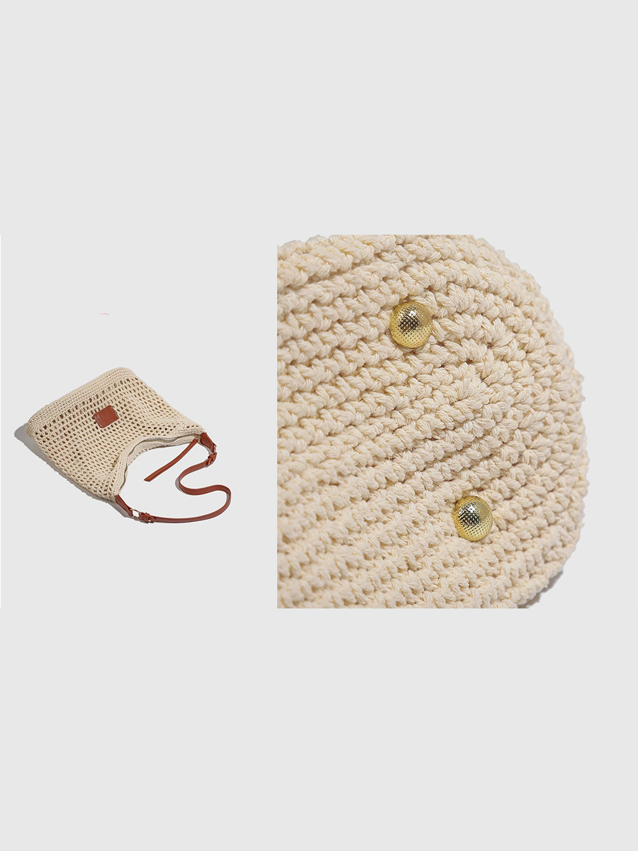 Borsa a tracolla intrecciata da donna con rete, borsa da spiaggia