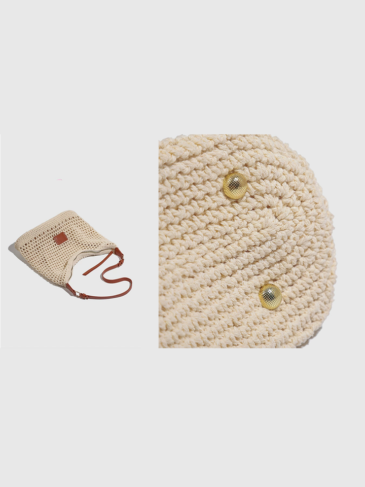 Borsa a tracolla intrecciata da donna con rete, borsa da spiaggia