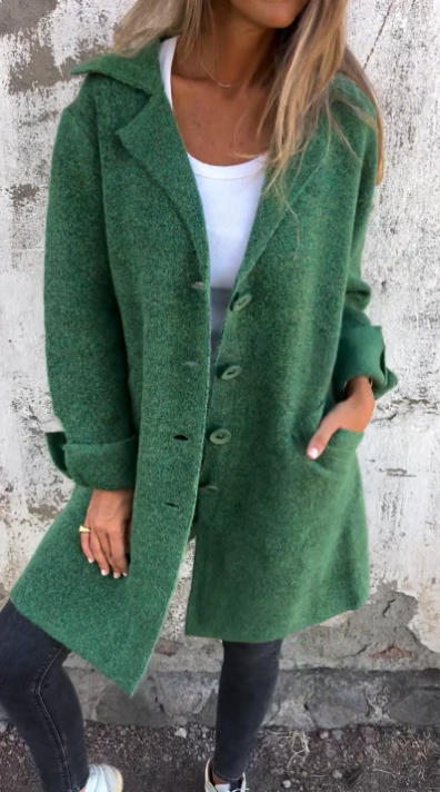 Marga | Cappotto Informale in Lana con Revers e Chiusura Semplice