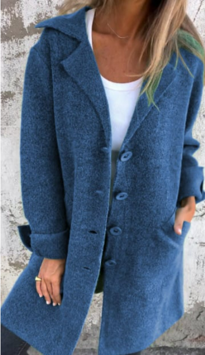 Marga | Cappotto Informale in Lana con Revers e Chiusura Semplice