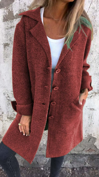 Marga | Cappotto Informale in Lana con Revers e Chiusura Semplice