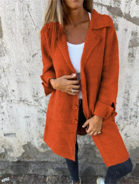 Marga | Cappotto Informale in Lana con Revers e Chiusura Semplice