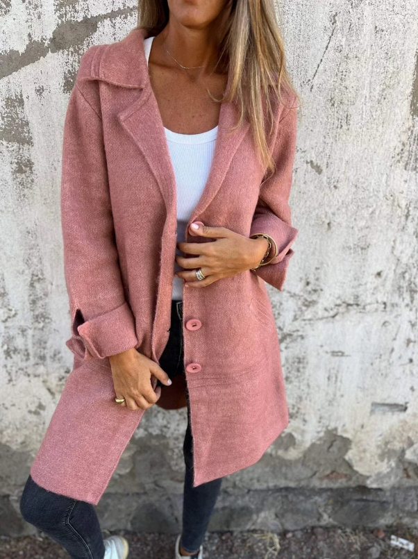 Marga | Cappotto Informale in Lana con Revers e Chiusura Semplice