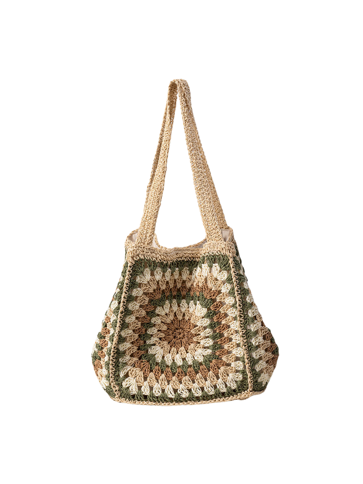 Borsa a Spalla Woven da Donna con Chiusura Magnetica, Grande Capacità