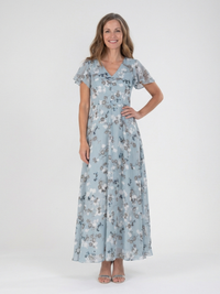 Ismeria | Abito lungo in chiffon a motivi floreali