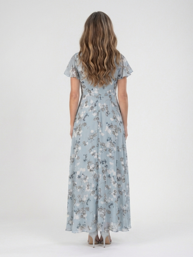 Ismeria | Abito lungo in chiffon a motivi floreali