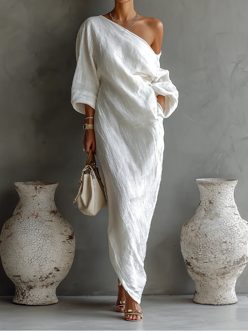 Neraya · Elegante abito lungo monospalla