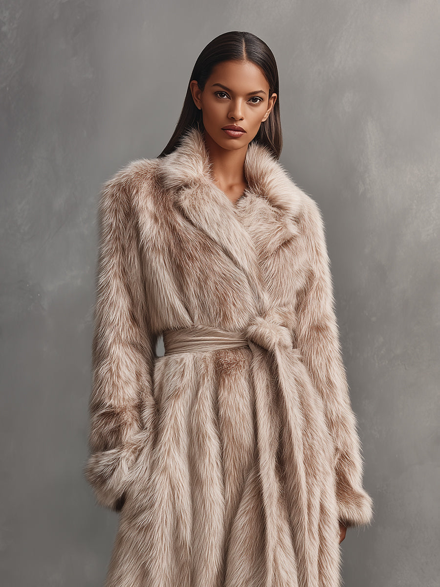Cappotto Lungo di Lusso per Donne con Cintura in Pelle Sintetica