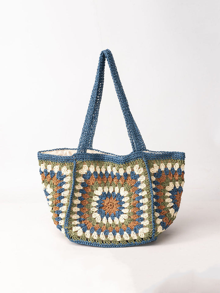 Borsa a Spalla Woven da Donna con Chiusura Magnetica, Grande Capacità