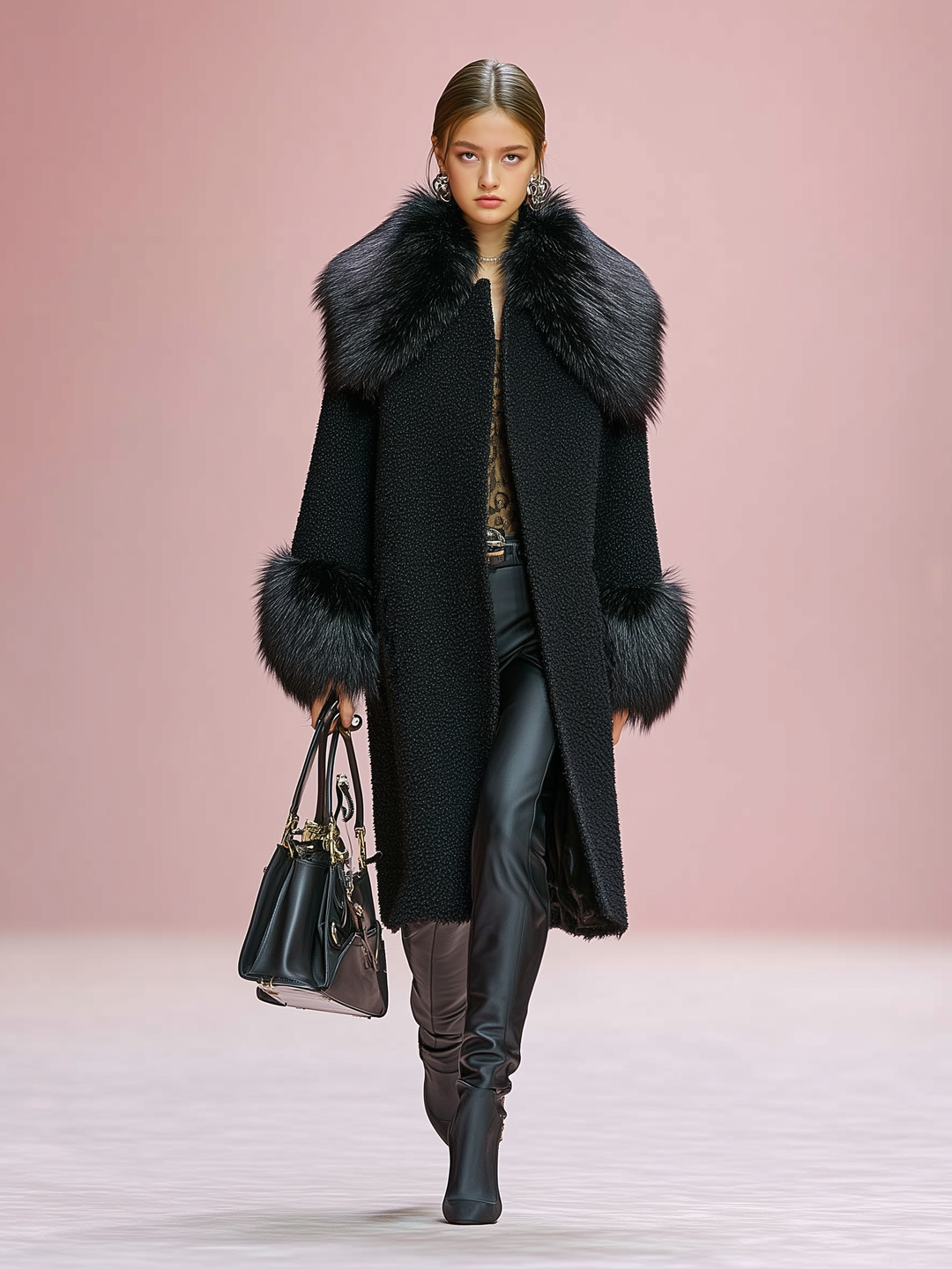 Cappotto in misto lana con polsini e rever