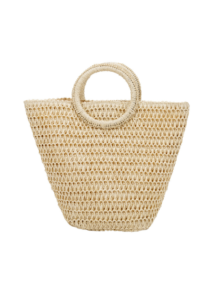 Borsa a spalla in paglia stile Off-White da donna con grande capacità