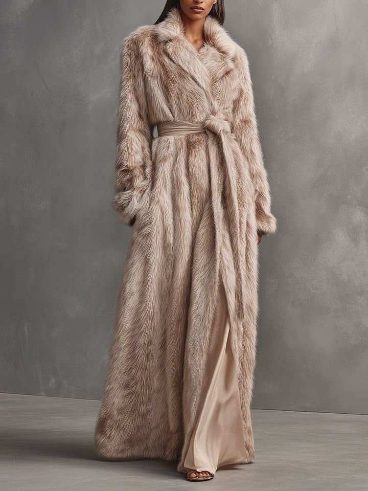 Cappotto Lungo di Lusso per Donne con Cintura in Pelle Sintetica