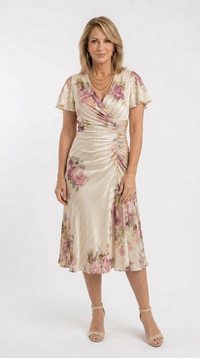 Alba | Abito midi in satin floreale elegante retrò