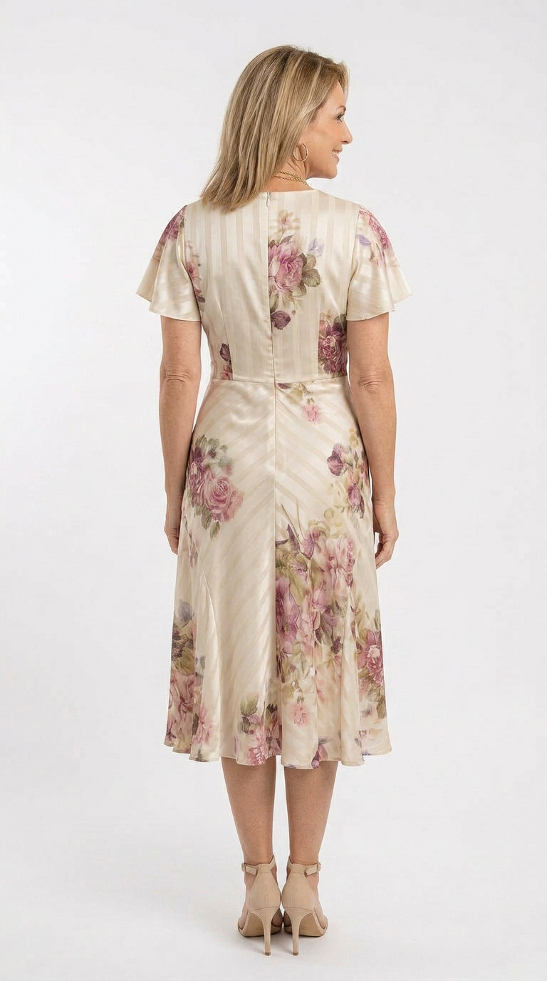 Alba | Abito midi in satin floreale elegante retrò