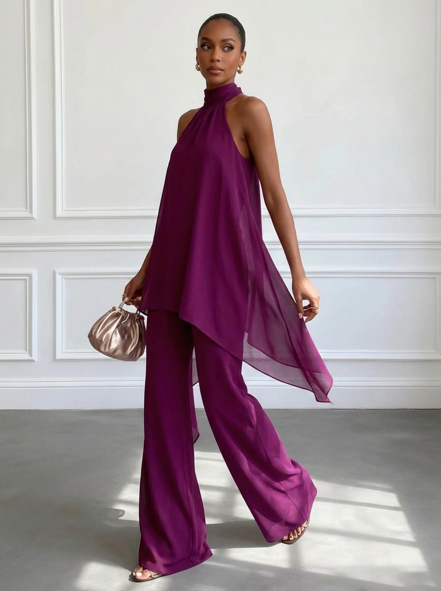 Viola • Completo Elegante Halter con Pantaloni