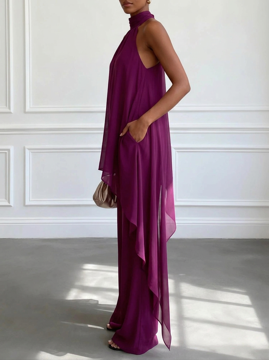 Viola • Completo Elegante Halter con Pantaloni