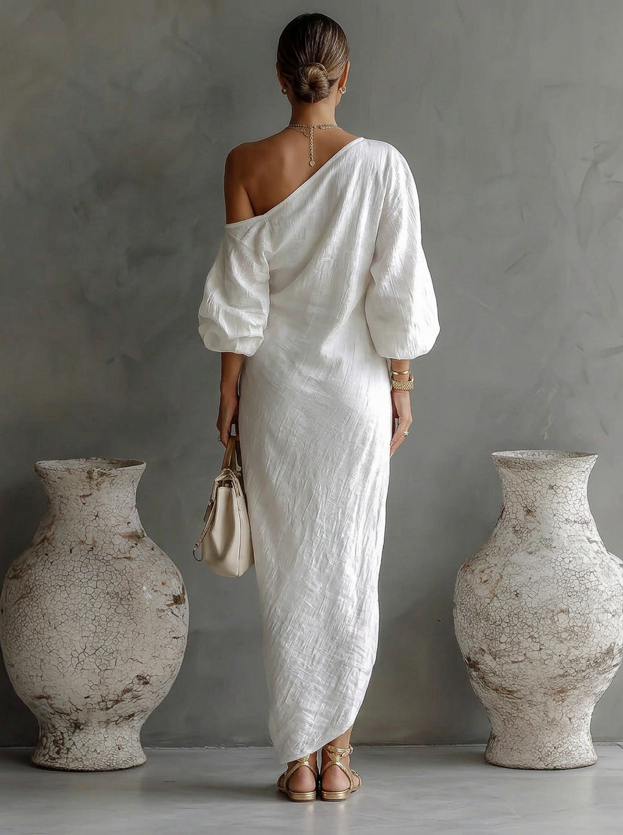 Neraya · Elegante abito lungo monospalla