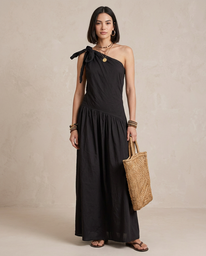 SELENA | Maxi Abito Monospalla Nero