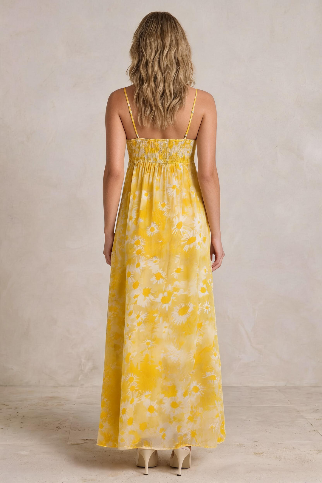 LUNA | Maxi Abito Chiffon Floreale Giallo
