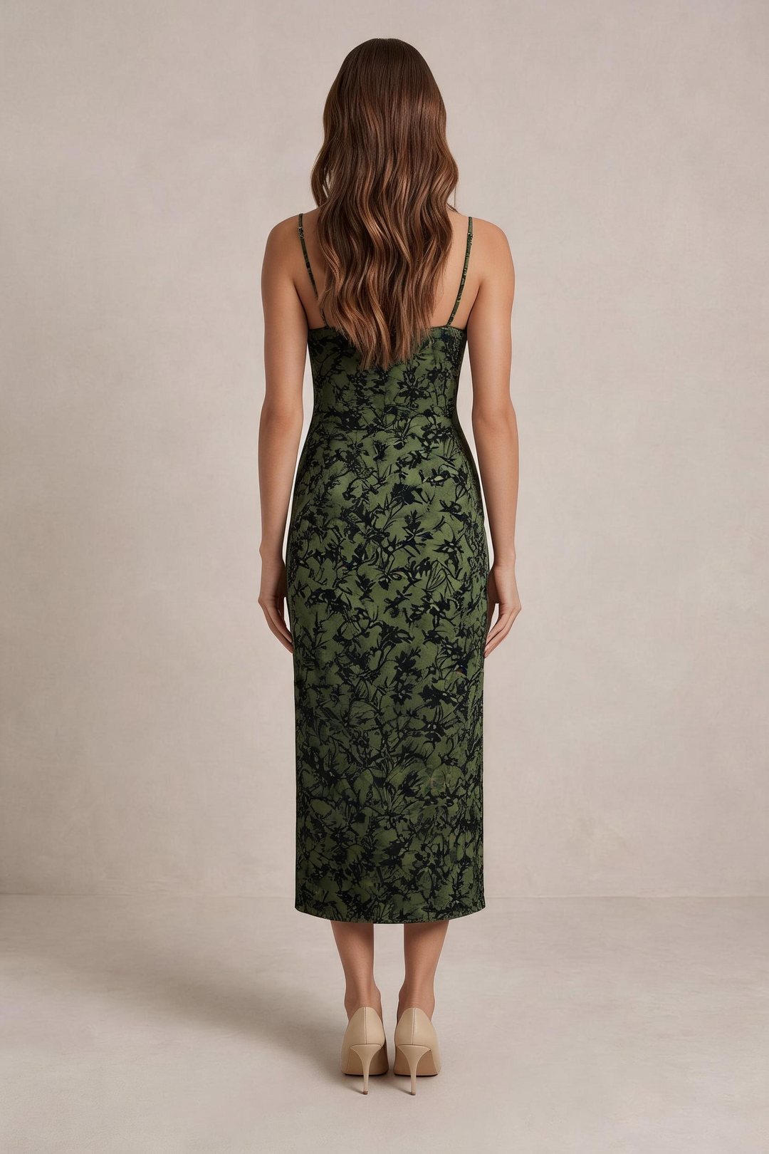 EMILIA | Midi Slip Dress Floreale Verde