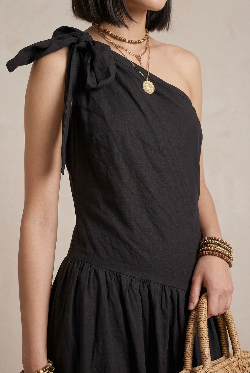 SELENA | Maxi Abito Monospalla Nero
