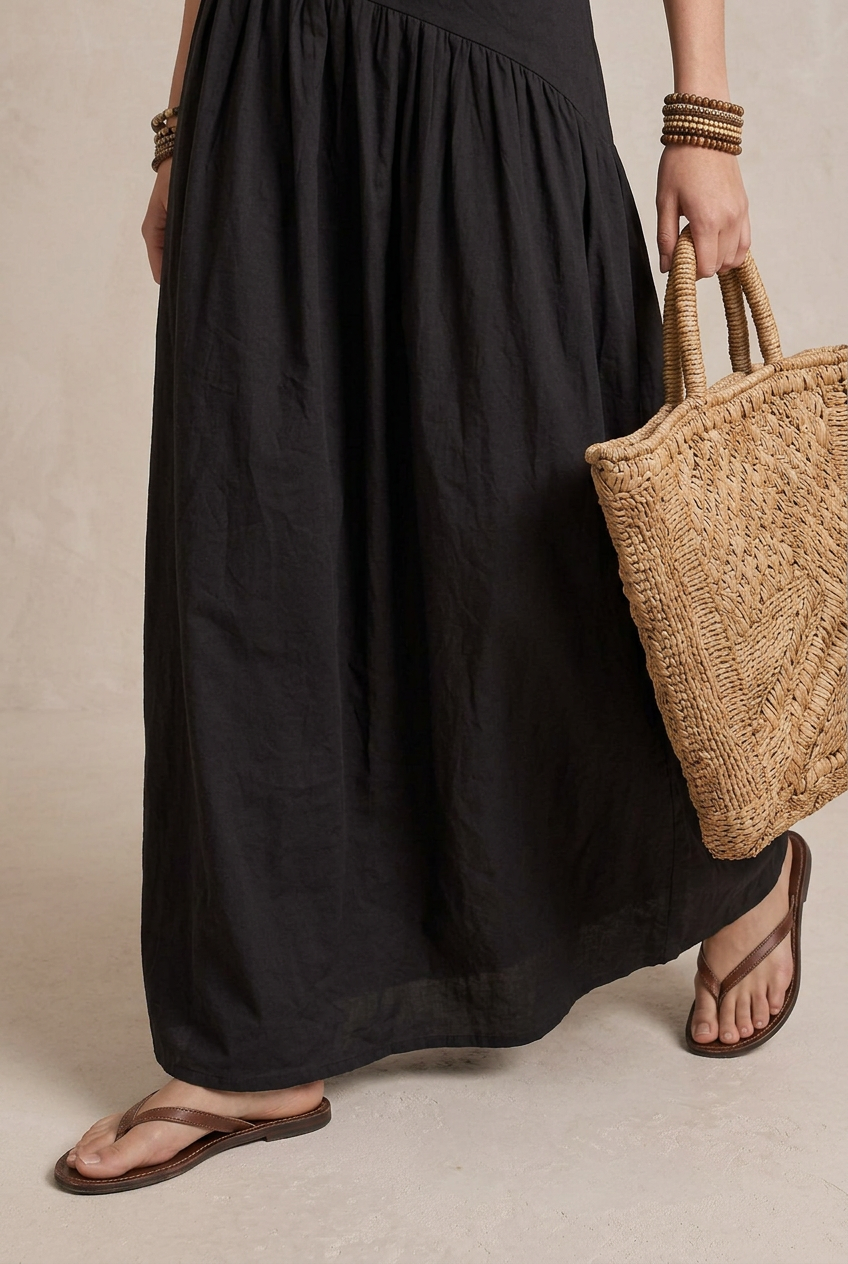 SELENA | Maxi Abito Monospalla Nero