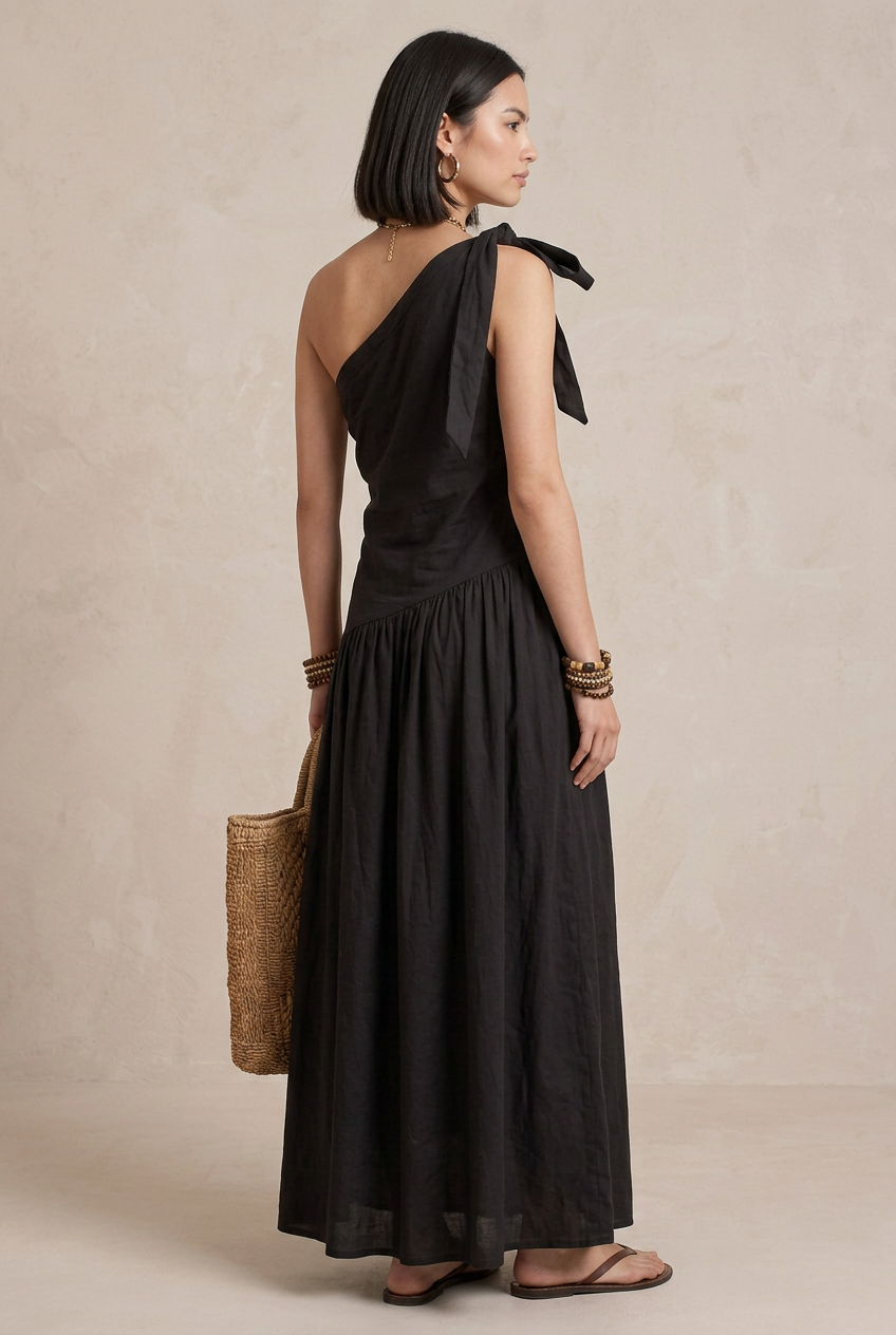 SELENA | Maxi Abito Monospalla Nero
