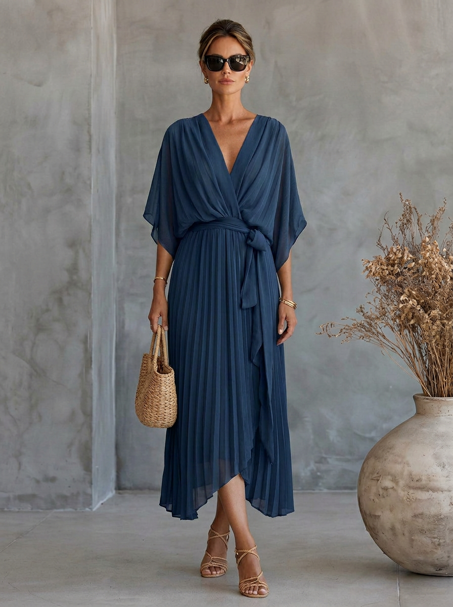 Ginevra | Abito In Chiffon Con Scollo a V