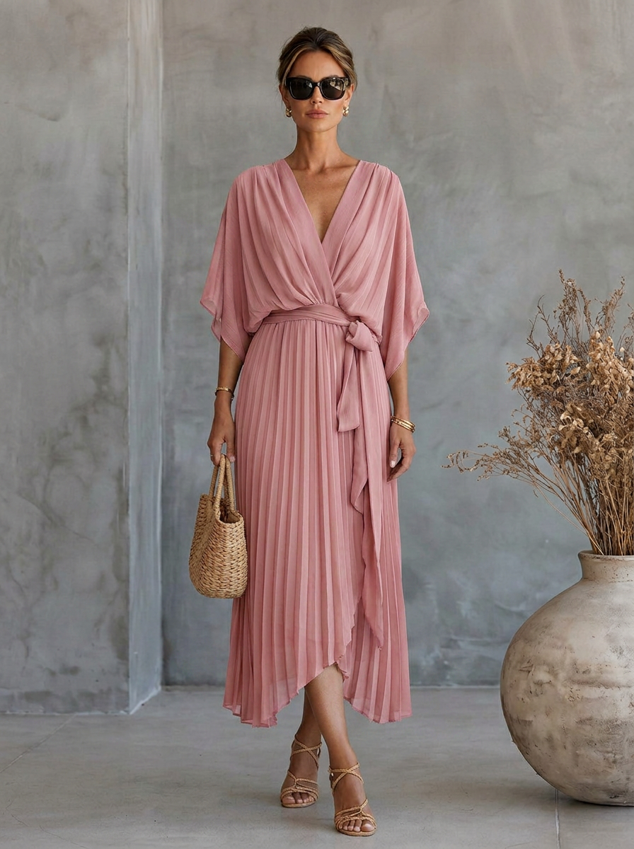 Ginevra | Abito In Chiffon Con Scollo a V
