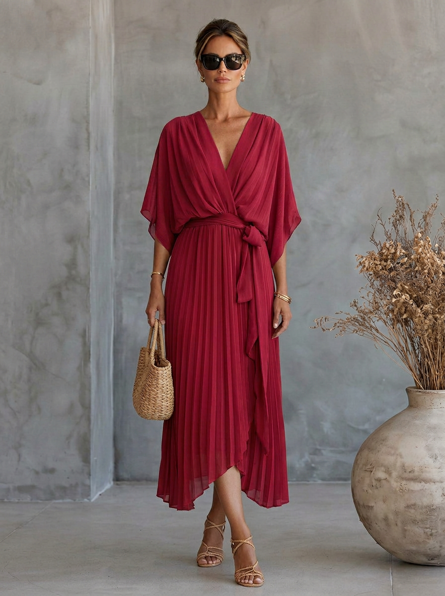 Ginevra | Abito In Chiffon Con Scollo a V