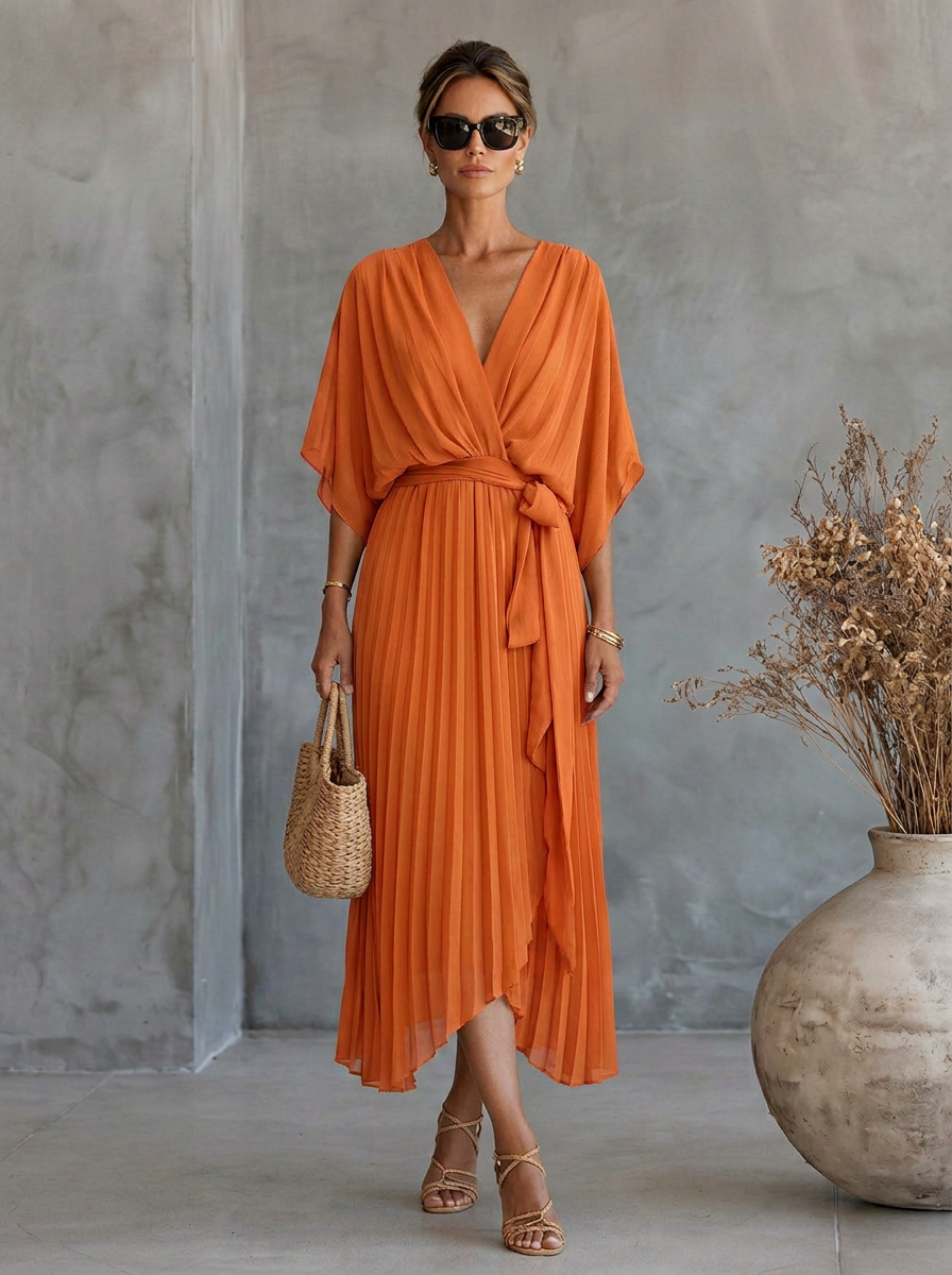 Ginevra | Abito In Chiffon Con Scollo a V