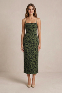 EMILIA | Midi Slip Dress Floreale Verde