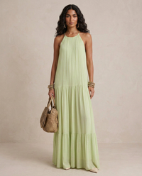 LIVIA | Maxi Abito Boho Verde Pistacchio