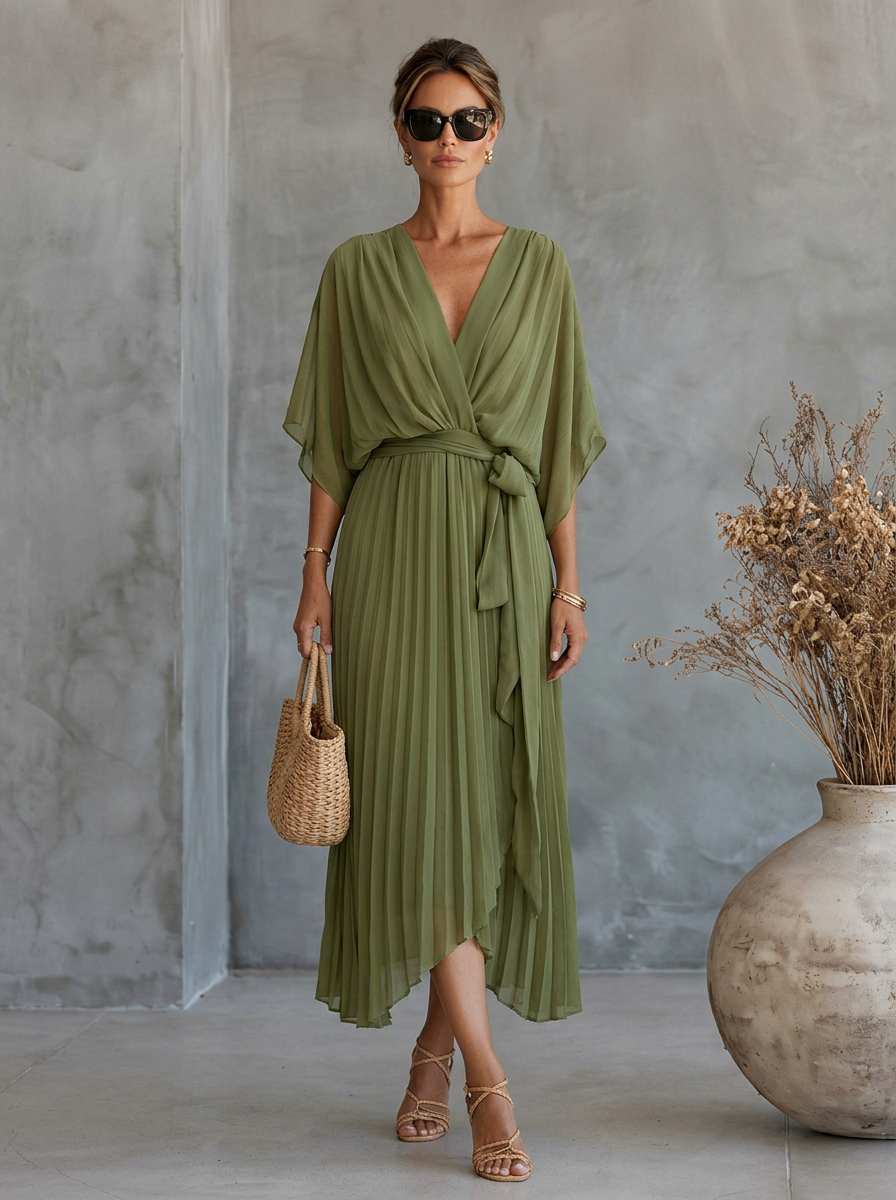 Ginevra | Abito In Chiffon Con Scollo a V